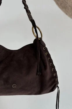 Discount Skórzana Zamszowa Torebka Z Ozdobnym Sznurowaniem Czekoladowa Janelis Torebki Klasyczne|Listonoszki