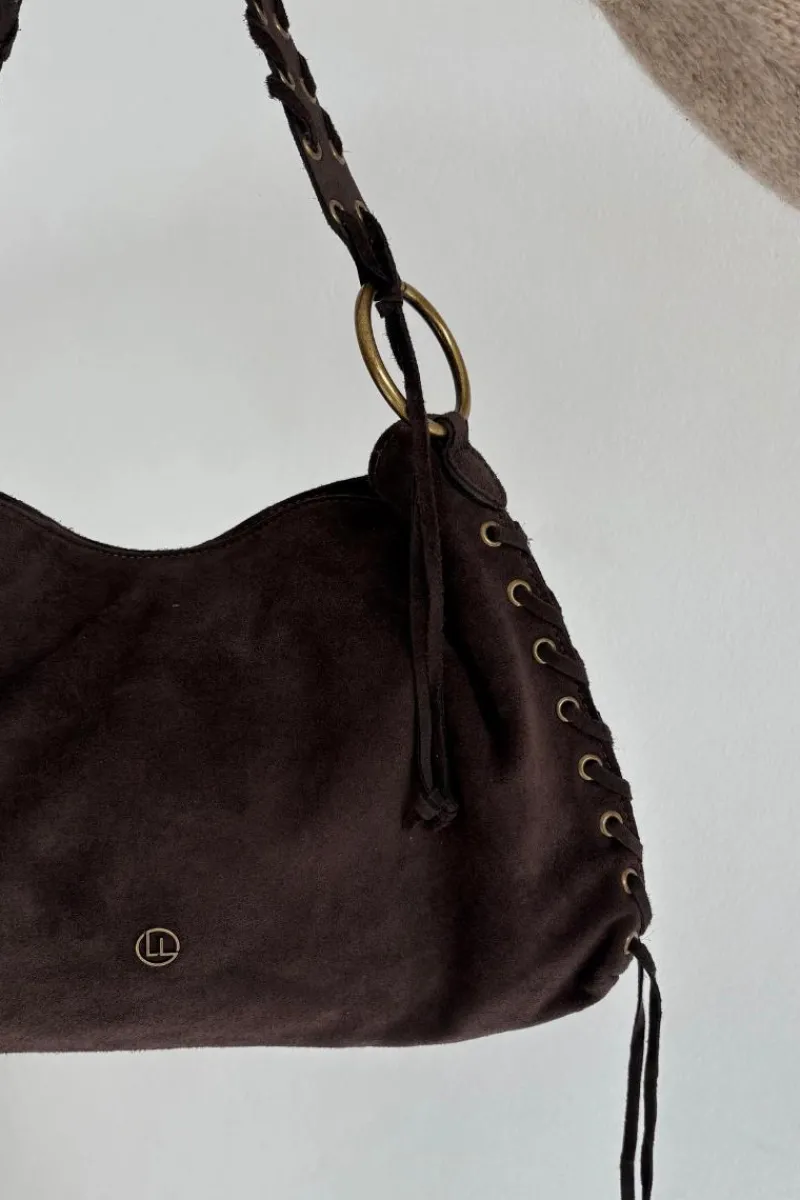 Discount Skórzana Zamszowa Torebka Z Ozdobnym Sznurowaniem Czekoladowa Janelis Torebki Klasyczne|Listonoszki