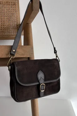 Discount Skórzana Zamszowa Torebka Listonoszka Czekoladowa Norla Listonoszki