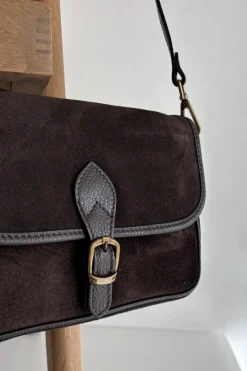 Discount Skórzana Zamszowa Torebka Listonoszka Czekoladowa Norla Listonoszki