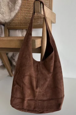 Hot Boto Skórzana Zamszowa Torebka Czekoladowa Rilith Brązowy