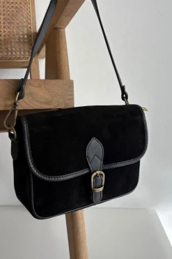 Boto Skórzana Zamszowa Torebka Listonoszka Czarna Norla Czarny