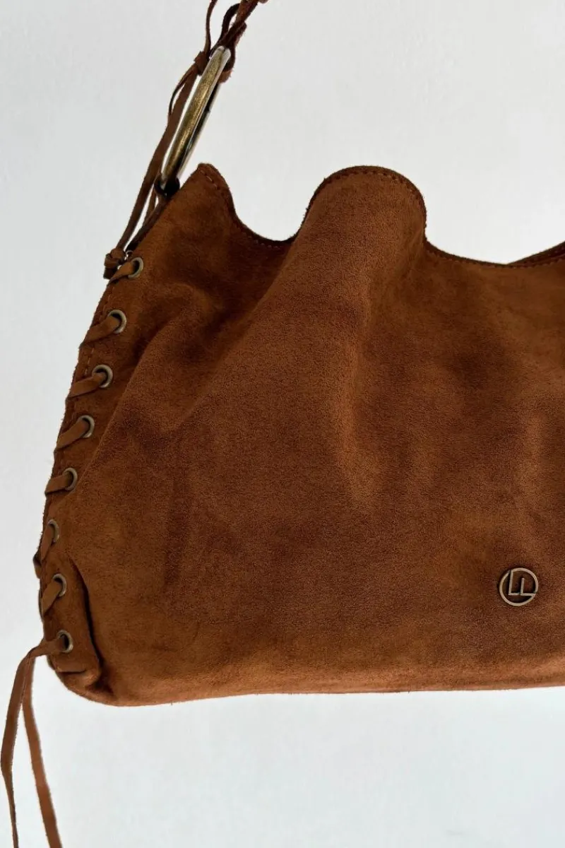 Clearance Skórzana Zamszowa Torebka Z Ozdobnym Sznurowaniem Camel Janelis Torebki Klasyczne|Listonoszki