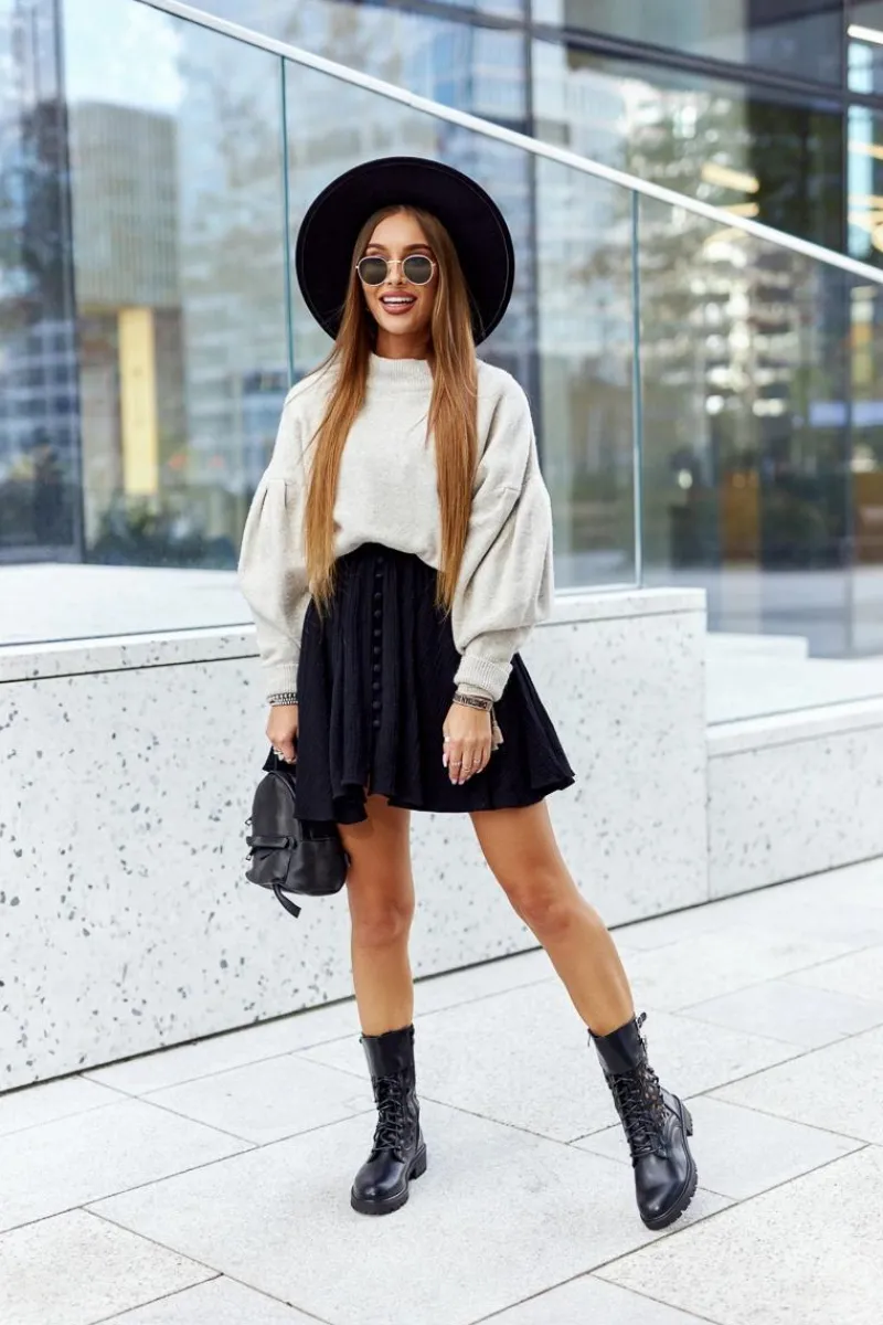 Skórzane Ażurowe Botki Czarne Menie Damskie Damskie Trapery|Botki Sznurowane