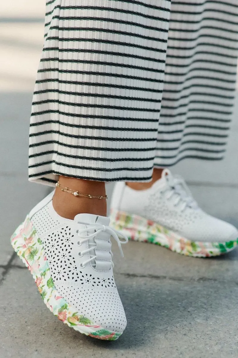 Buty Sportowe Na Platformie|Półbuty Skórzane>Artiker Skórzane Ażurowe Półbuty Damskie Na Koturnie 56C1532 Białe