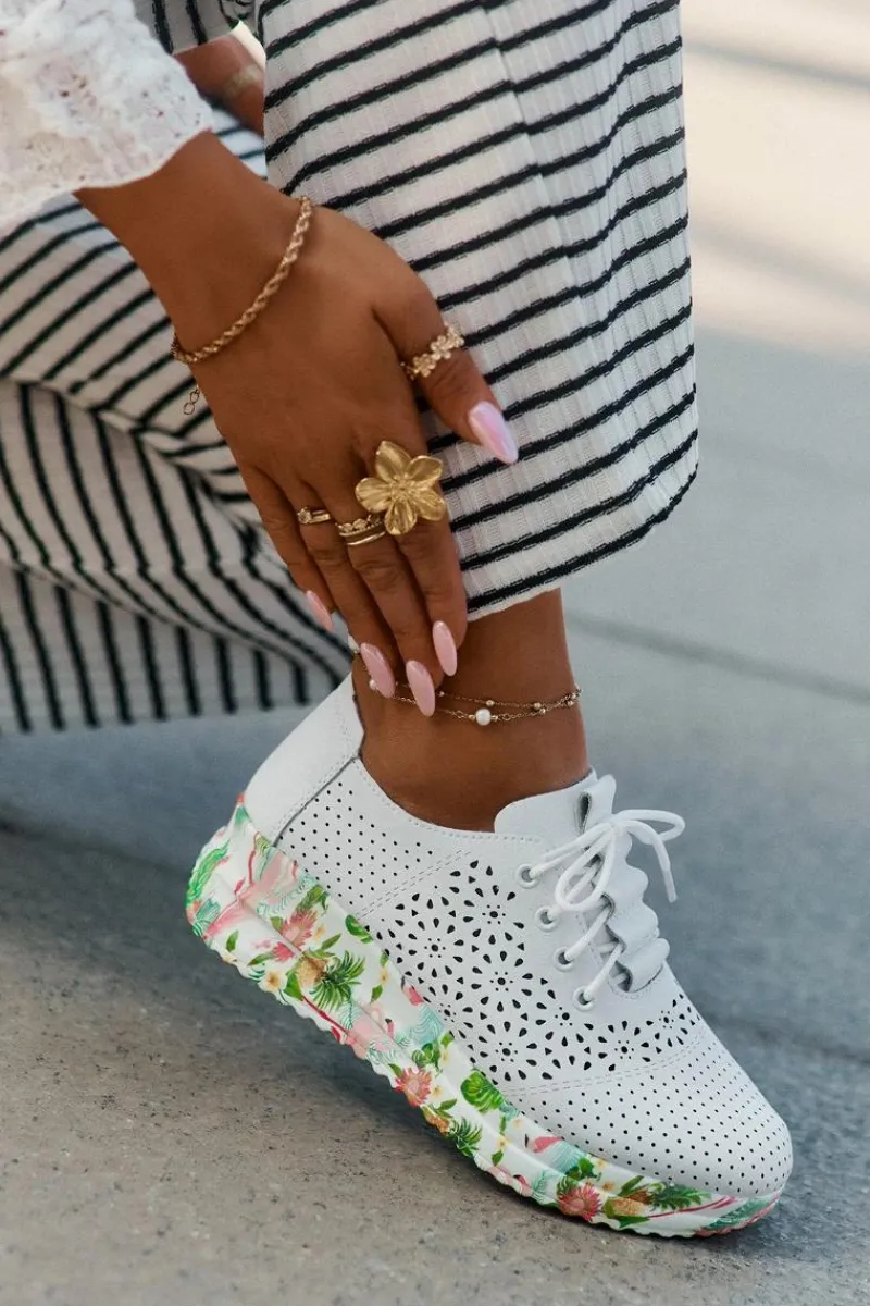 Buty Sportowe Na Platformie|Półbuty Skórzane>Artiker Skórzane Ażurowe Półbuty Damskie Na Koturnie 56C1532 Białe