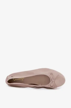 Discount Skórzane Baleriny Damskie P6800-04 Beżowe Damskie Baleriny Skórzane|Baleriny Klasyczne