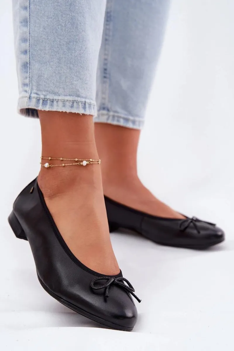 Baleriny Skórzane|Baleriny Klasyczne>Maciejka Skórzane Baleriny Damskie P6800-01 Czarne Czarny