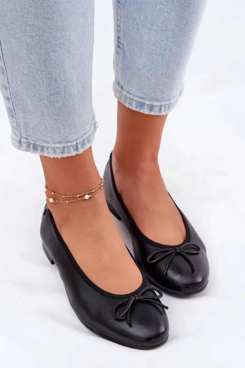 Baleriny Skórzane|Baleriny Klasyczne>Maciejka Skórzane Baleriny Damskie P6800-01 Czarne Czarny