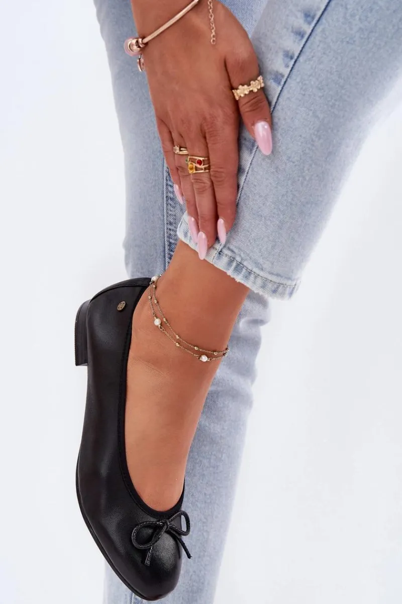 Baleriny Skórzane|Baleriny Klasyczne>Maciejka Skórzane Baleriny Damskie P6800-01 Czarne Czarny