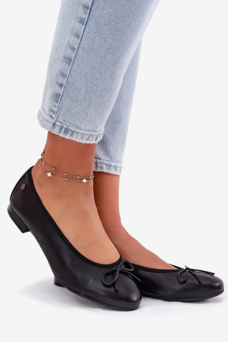 Baleriny Skórzane|Baleriny Klasyczne>Maciejka Skórzane Baleriny Damskie P6800-01 Czarne Czarny