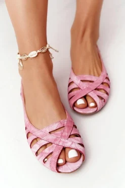 Outlet Maciejka Skórzane Baleriny Czerwone 04506-28