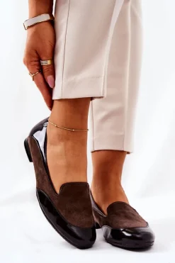 Baleriny Skórzane|Baleriny Klasyczne>Monnari Skórzane Baleriny 0920-017 Brązowe