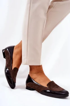 Baleriny Skórzane|Baleriny Klasyczne></noscript>Monnari Skórzane Baleriny 0920-017 Brązowe