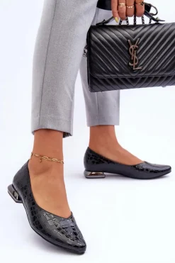 Baleriny Klasyczne>Boto Skórzane Baleriny Na Płaskim Obcasie Czarne Vaani