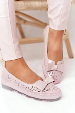 Outlet Evento Skórzane Baleriny RIO FLORE Eco-Friendly Różowe