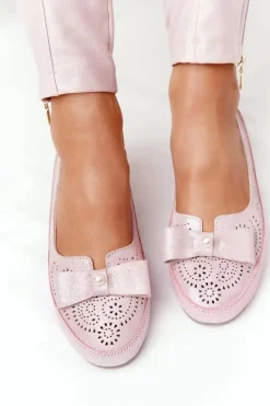 Outlet Evento Skórzane Baleriny RIO FLORE Eco-Friendly Różowe