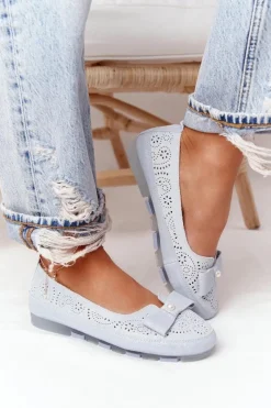 Baleriny Skórzane|Baleriny Klasyczne>Evento Skórzane Baleriny RIO FLORE Eco-Friendly Jasnoniebieskie