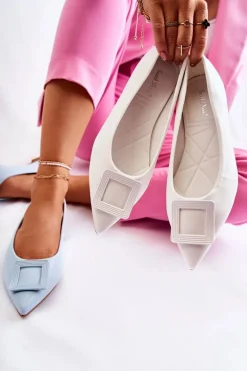 Clearance Skórzane Baleriny Z Ozdobą W Szpic Białe Simone Damskie Baleriny Klasyczne