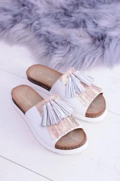 Online Skórzane Białe Eleganckie Klapki Resto Damskie Klapki Damskie Klasyczne