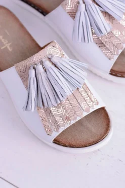 Online Skórzane Białe Eleganckie Klapki Resto Damskie Klapki Damskie Klasyczne