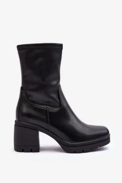 Czarne Botki|Botki Zimowe Damskie><noscript><img width=