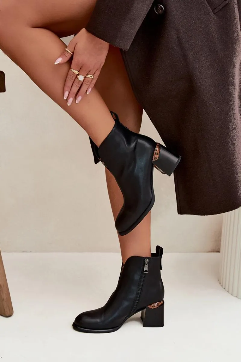 Botki Ocieplane|Czarne Botki>Buty damskie Vinceza Skórzane Botki Damskie Na Słupku Vinceza 66811 Czarne Czarny