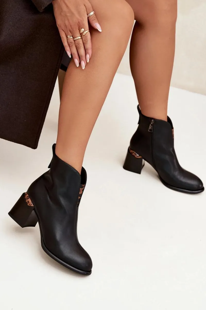 Botki Ocieplane|Czarne Botki>Buty damskie Vinceza Skórzane Botki Damskie Na Słupku Vinceza 66811 Czarne Czarny