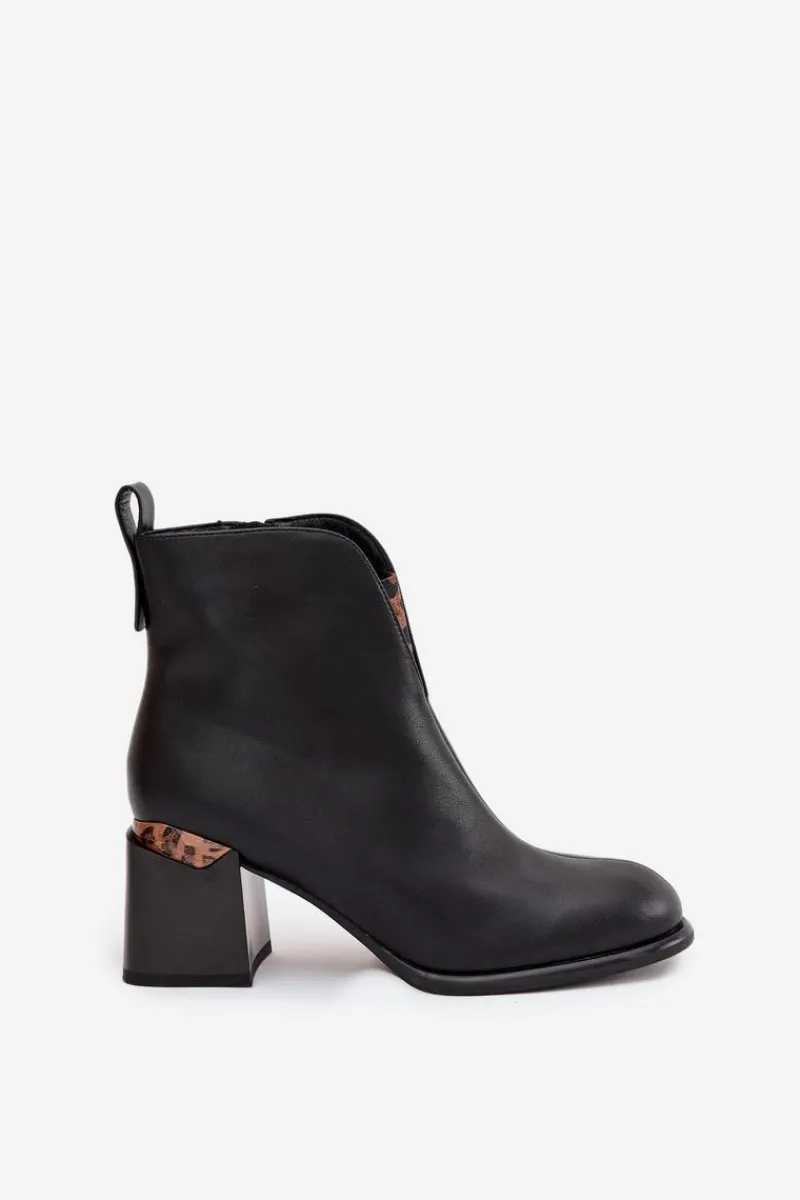 Botki Ocieplane|Czarne Botki>Buty damskie Vinceza Skórzane Botki Damskie Na Słupku Vinceza 66811 Czarne Czarny