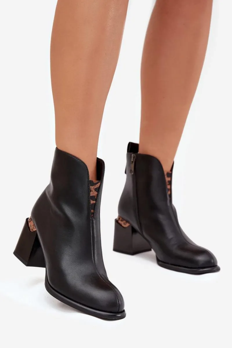 Botki Ocieplane|Czarne Botki>Buty damskie Vinceza Skórzane Botki Damskie Na Słupku Vinceza 66811 Czarne Czarny