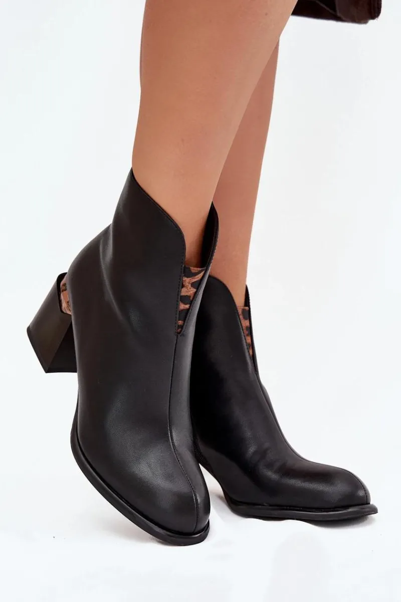 Botki Ocieplane|Czarne Botki>Buty damskie Vinceza Skórzane Botki Damskie Na Słupku Vinceza 66811 Czarne Czarny