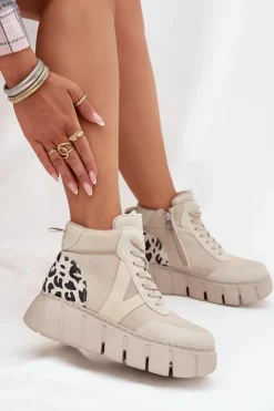 Botki Ocieplane|Botki Skórzane></noscript>Buty damskie Vinceza Skórzane Botki Damskie Na Platformie Ocieplane Vinceza 66838 Beżowe Beżowy