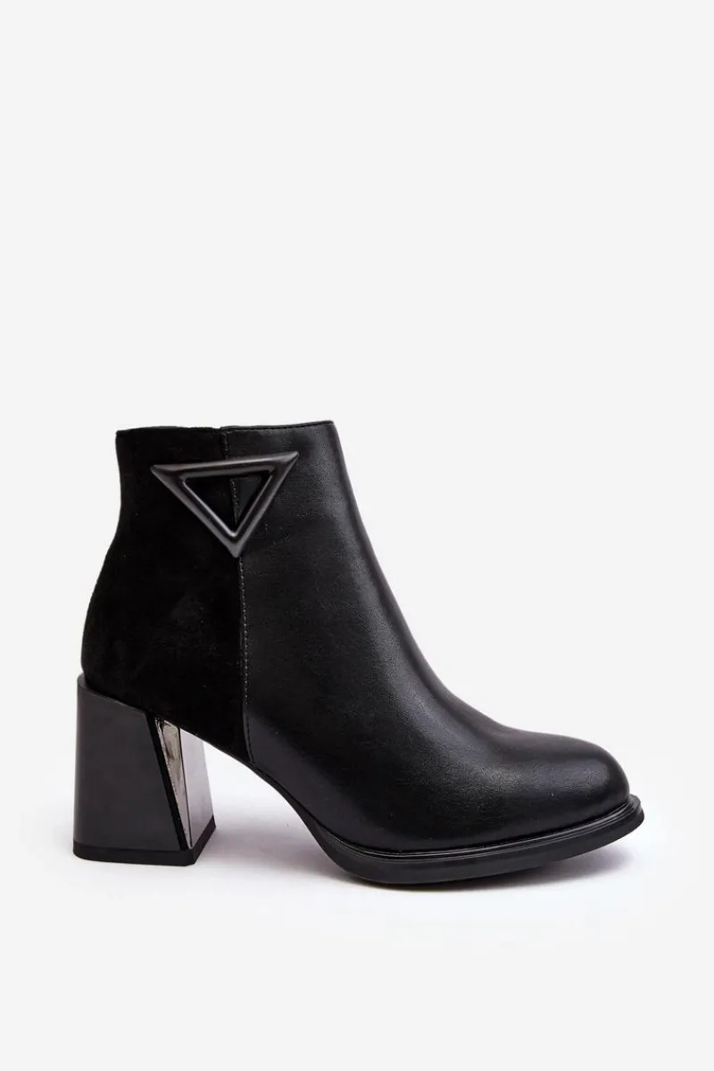 Botki Na Słupku|Czarne Botki>Damskie buty S.Barski Skórzane Botki Damskie Na Słupku D&A CR8171 Czarne