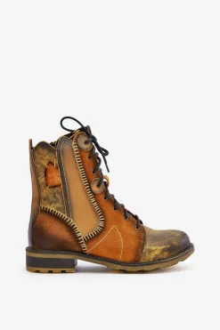 Botki Ocieplane|Botki Maciejka></noscript>Maciejka Skórzane Botki Damskie Na Płaskim Obcasie 06719-07 Żółte