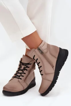 Botki Ocieplane|Botki Skórzane></noscript>Buty damskie Vinceza Skórzane Botki Damskie Na Koturnie Ocieplane Vinceza 39963 Beżowe Beżowy