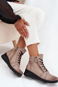 Botki Ocieplane|Botki Skórzane></noscript>Buty damskie Vinceza Skórzane Botki Damskie Na Koturnie Ocieplane Vinceza 39963 Beżowe Beżowy