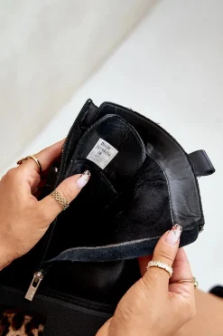 New Skórzane Botki Damskie Ocieplane Big Star OO274A256 Czarne Damskie Botki Skórzane|Botki Płaskie