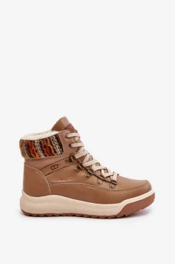 Trekkingowe Damskie|Damskie Trapery></noscript>Lee Cooper Skórzane Botki Damskie Ocieplane LCJ-24-01-2985 Beżowe