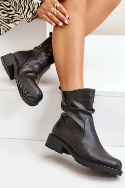 Botki Ocieplane|Botki Skórzane></noscript>Buty damskie Vinceza Skórzane Botki Damskie Ocieplane Z Marszczeniem Czarne Vinceza 66714