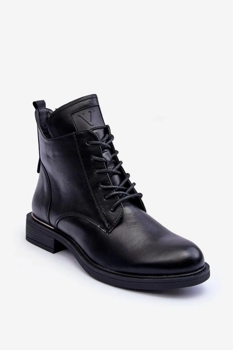 Botki Płaskie|Botki Workery>Buty damskie Vinceza Skórzane Botki Damskie Workery Czarne Tedrick