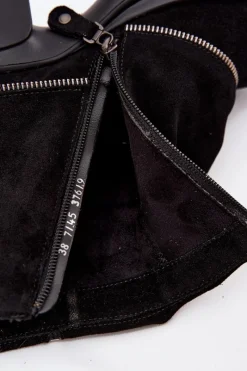 Best Skórzane Botki Damskie Z Wywiniętą Cholewką 07145-01 Czarne Damskie Botki Ocieplane|Botki Maciejka