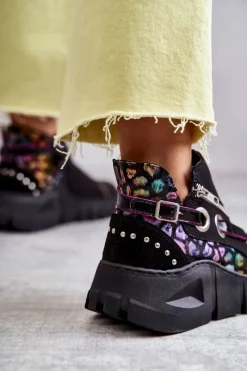 Discount Maciejka Skórzane Botki Z Cętkami 05660-20 Czarne