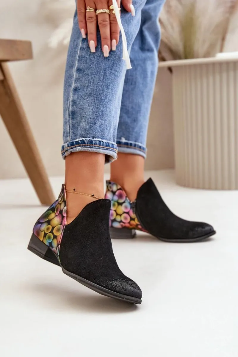 Botki Maciejka|Botki Skórzane>Maciejka Skórzane Botki Z Wycięciami 04091-77 Czarne