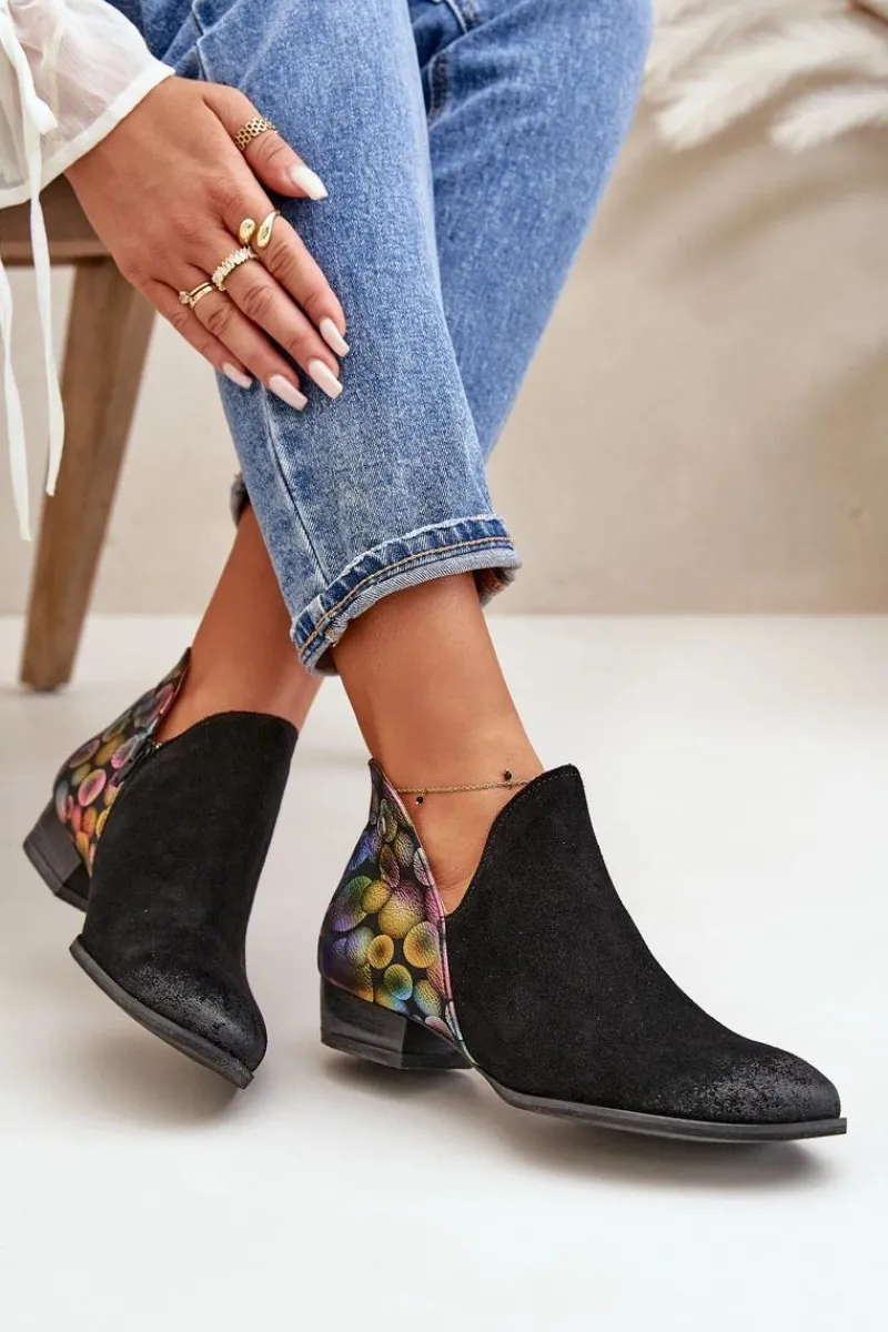 Botki Maciejka|Botki Skórzane>Maciejka Skórzane Botki Z Wycięciami 04091-77 Czarne