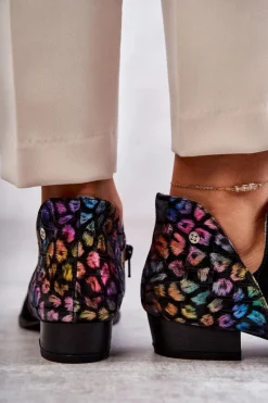 Sale Maciejka Skórzane Botki Z Cętkami 04091-39 Czarne