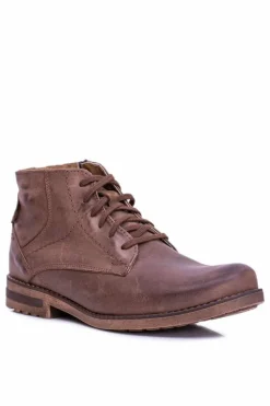 Hot Skórzane Botki Męskie Z Zamkiem Ocieplane Brązowe Komodo 731 Męskie Botki Męskie