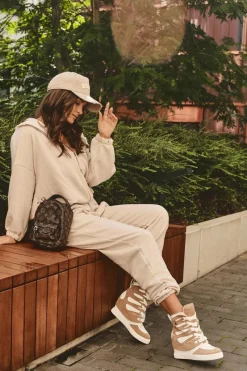 Botki Na Koturnie|Brązowe I Beżowe Botki>Boto Skórzane Botki Na Koturnie Sznurowane Beżowe Amria Beżowy