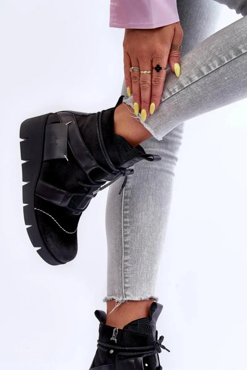 Botki Maciejka|Botki Skórzane>Maciejka Skórzane Botki Na Koturnie 06185-01 Czarne