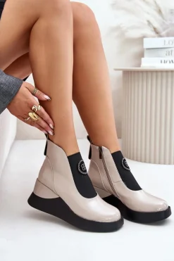 Botki Na Koturnie|Brązowe I Beżowe Botki><noscript><img width=