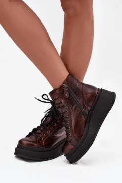 Botki Ocieplane|Botki Maciejka></noscript>Maciejka Skórzane Botki Na Masywnej Platformie 06309-32 Metaliczny Brąz Brązowy